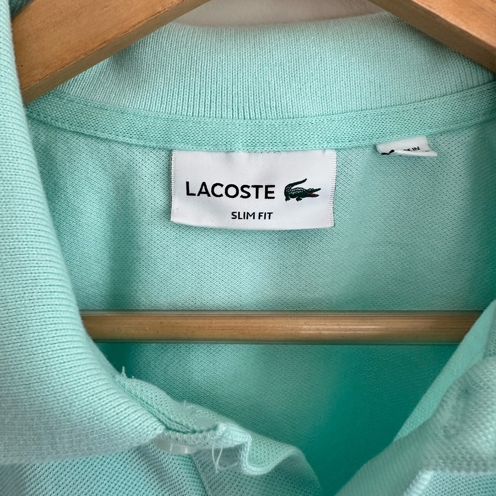 Lacoste Mint Green Polo Shirt Women’s Slim Fit Size 5 Small Medium Classic Logo - Picture 4 of 5